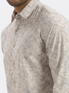 After Hours Poly Lycra Beige Floral Vines Shirt