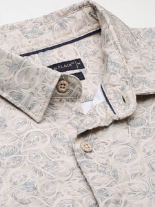 After Hours Poly Lycra Beige Floral Vines Shirt