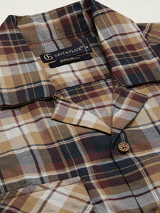 Cuban Collar Terra Cota Check Regular Fit Shirt