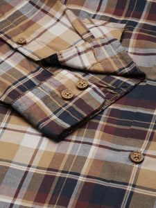 Cuban Collar Terra Cota Check Regular Fit Shirt