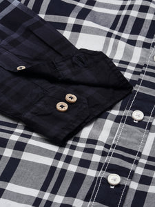 Prepy  Navy Cotton Ombre Checks Shirt