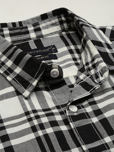 Prepy Black Cotton Ombre Checks Shirt