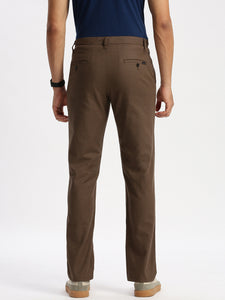 Regular Fit Coffee Mid Rise Cotton Lenin Trousers