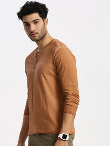 After Hours Single Jersey Caramel Solid Full Sleeves T-shirt