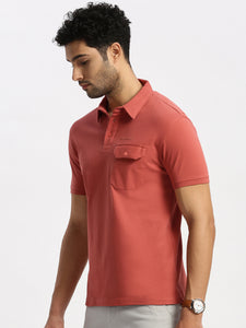 After Hours Pique Mercerised Dusty Cedar Cotton Solid Polo Shirt