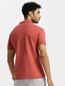 After Hours Pique Mercerised Dusty Cedar Cotton Solid Polo Shirt