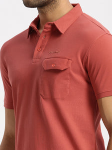 After Hours Pique Mercerised Dusty Cedar Cotton Solid Polo Shirt