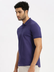 After Hours Mercerised Deep Cobalt Cotton Solid Polo Shirt