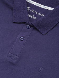 After Hours Mercerised Deep Cobalt Cotton Solid Polo Shirt