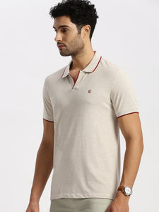 After Hours Pique Ecru Solid Polo Shirt