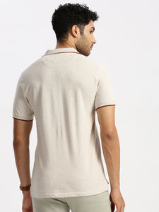 After Hours Pique Ecru Solid Polo Shirt