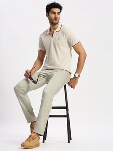 After Hours Pique Ecru Solid Polo Shirt