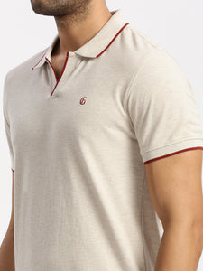 After Hours Pique Ecru Solid Polo Shirt