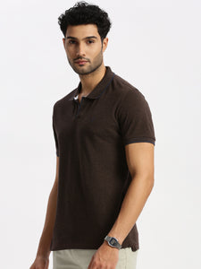 After Hours Pique Brown Solid Polo Shirt