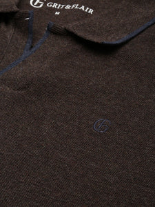 After Hours Pique Brown Solid Polo Shirt