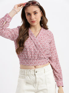 Scarlet Smile Cotton Poly Wrap Blouse