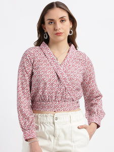 Scarlet Smile Cotton Poly Wrap Blouse