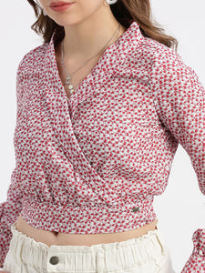 Scarlet Smile Cotton Poly Wrap Blouse