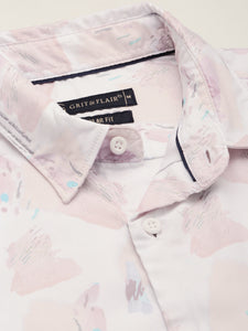 After Hours Poly Lycra Peach Abstract Shirt