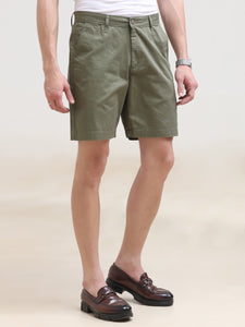 Regular Fit woven Olive Casual Cotton Short