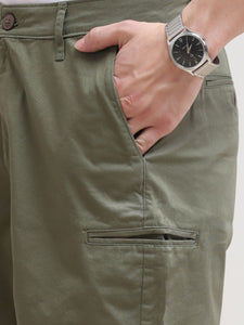 Regular Fit woven Olive Casual Cotton Short