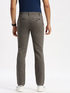 Slim Fit Mid Rise Twill Cotton Trousers