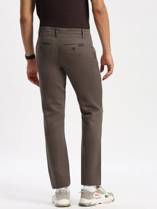 Slim Fit Mid Rise Twill Cotton Trousers