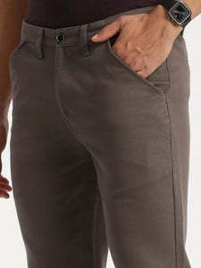 Slim Fit Mid Rise Twill Cotton Trousers