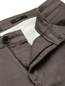 Slim Fit Mid Rise Twill Cotton Trousers