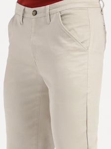 Slim Fit Mid Rise Twill Cotton Trousers