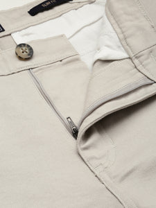 Slim Fit Mid Rise Twill Cotton Trousers