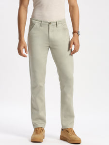 Slim Fit Mid Rise Twill Cotton Trousers