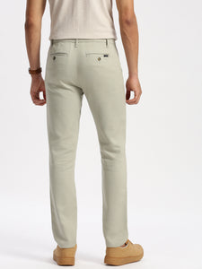 Slim Fit Mid Rise Twill Cotton Trousers