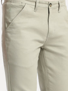 Slim Fit Mid Rise Twill Cotton Trousers