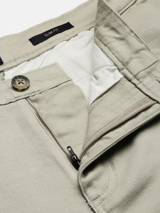 Slim Fit Mid Rise Twill Cotton Trousers