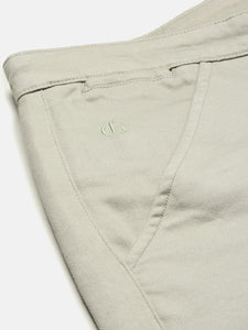 Slim Fit Mid Rise Twill Cotton Trousers