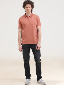 After Hours Mercerised Cedar Wood Cotton Interlock Polo T-Shirt