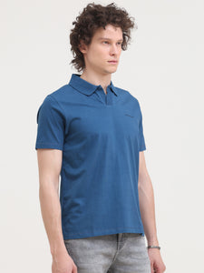 After Hours Mercerised Blue wing Teal Cotton Interlock Polo T-Shirt