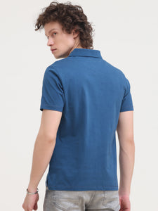 After Hours Mercerised Blue wing Teal Cotton Interlock Polo T-Shirt