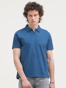 After Hours Mercerised Blue wing Teal Cotton Interlock Polo T-Shirt