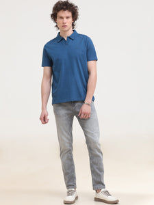 After Hours Mercerised Blue wing Teal Cotton Interlock Polo T-Shirt