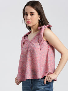 Abstract Print Lantana V-Neck Blouse