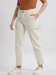 High Rise Straight Star White fit Denim Jeans