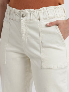 High Rise Straight Star White fit Denim Jeans