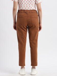 High Rise Straight Brown fit Denim Jeans