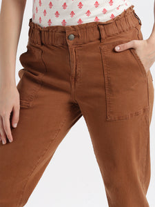 High Rise Straight Brown fit Denim Jeans