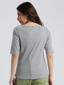 Regular fit Grey Rib Top