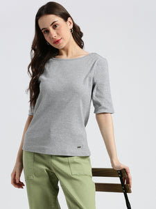 Regular fit Grey Rib Top