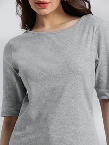 Regular fit Grey Rib Top