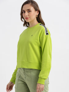 Drop Shoulder Neon Green Loop Knit Sweatshirt